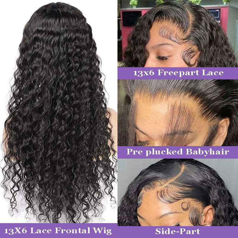 Natural Color Curly Wig 4x4/13x4/13x6 Transparent Pre Cut Lace Wigs 180% Density