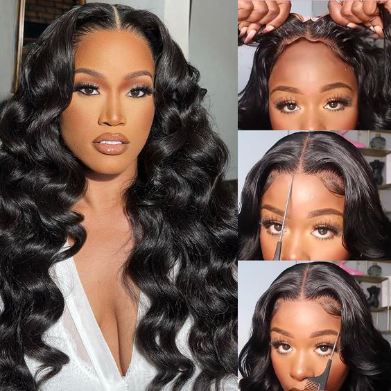 Glueless 3D Body Wave Hair Transparent Lace Front Wig Dome Breathable Cap Wigs