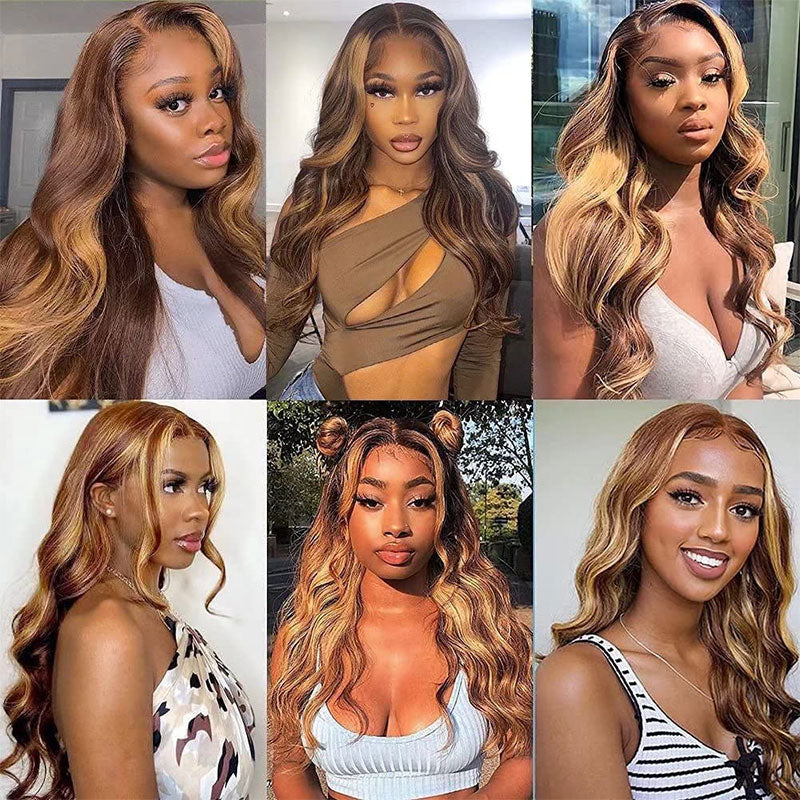 Faba Honey Blonde Wig Piano Color Body Wave Wig 360 Transparent Lace Front Wig