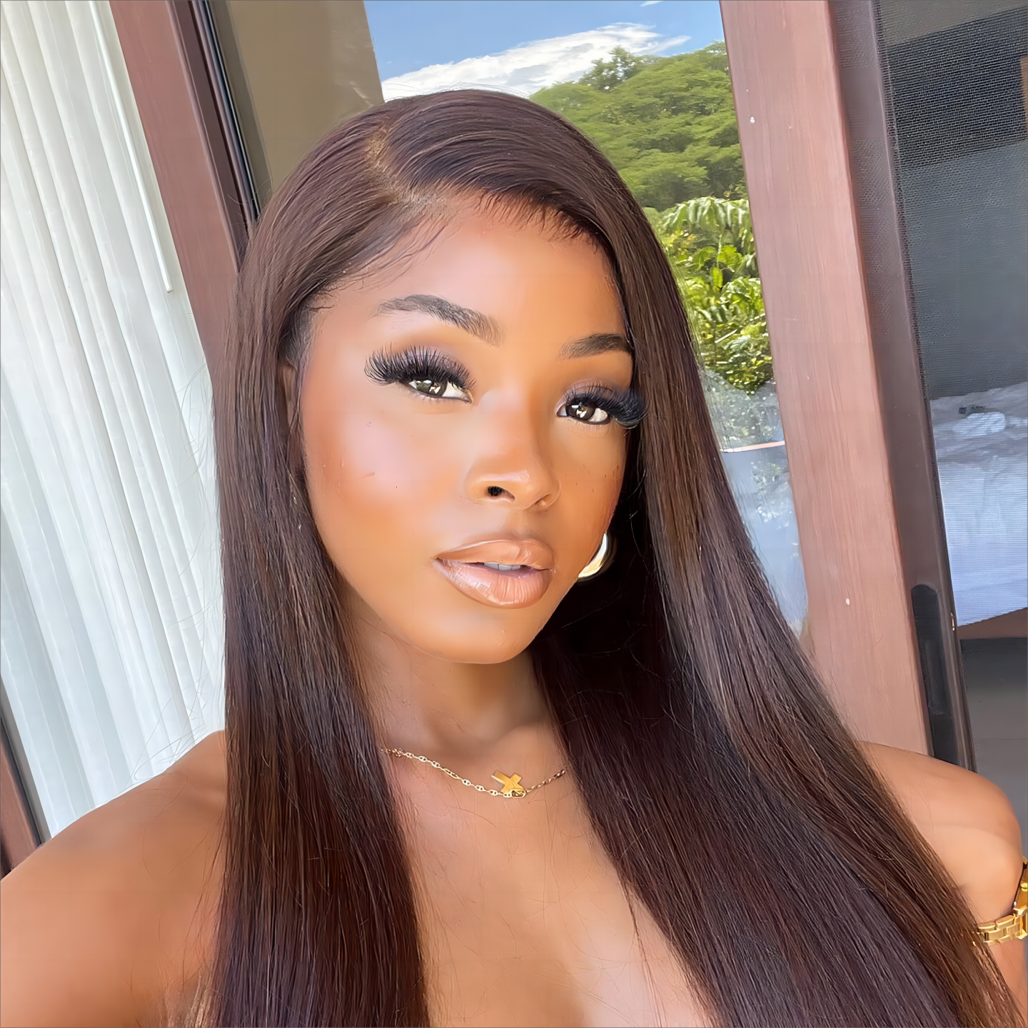 Pre-Cut Lace Wear Go Glueless Wig Dark Brown Pure Color Straight Breathable