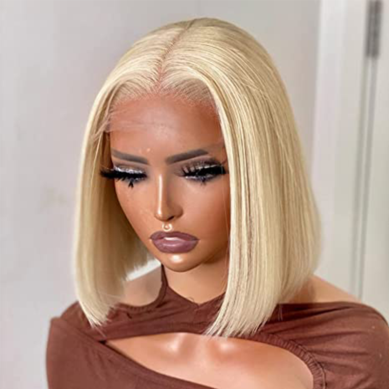 Blonde #613 Wig Straight Bob Wig 4*4/13*4/13*6 Transparent Lace Human Hair Wig