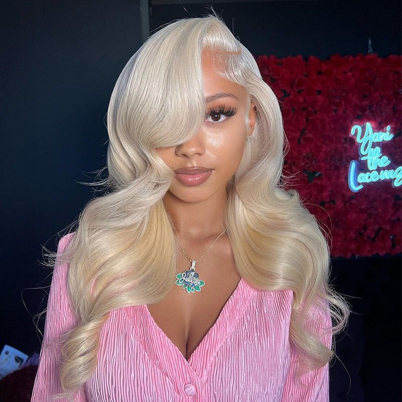 613 Blonde Wig Body Wave Wig 360 Transparent Lace Front Wigs 180% Density