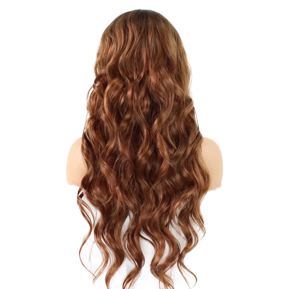 Black With Light Brown Ombre Color Body Wave Virgin Wig Transparent Lace Wig Human Hair Wig