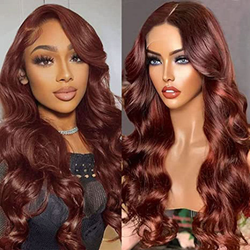 #33 Reddish Brown Wig Body Wave Wig HD Lace Front Wigs 180% Density Human Hair Wigs