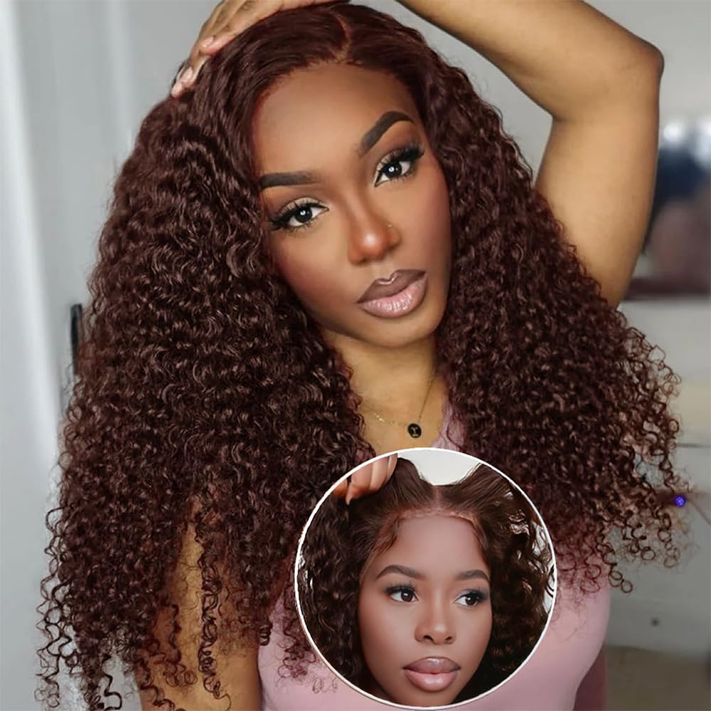 Pre-Cut Lace Wear Go Glueless Wig Dark Brown Pure Color Curly Breathable