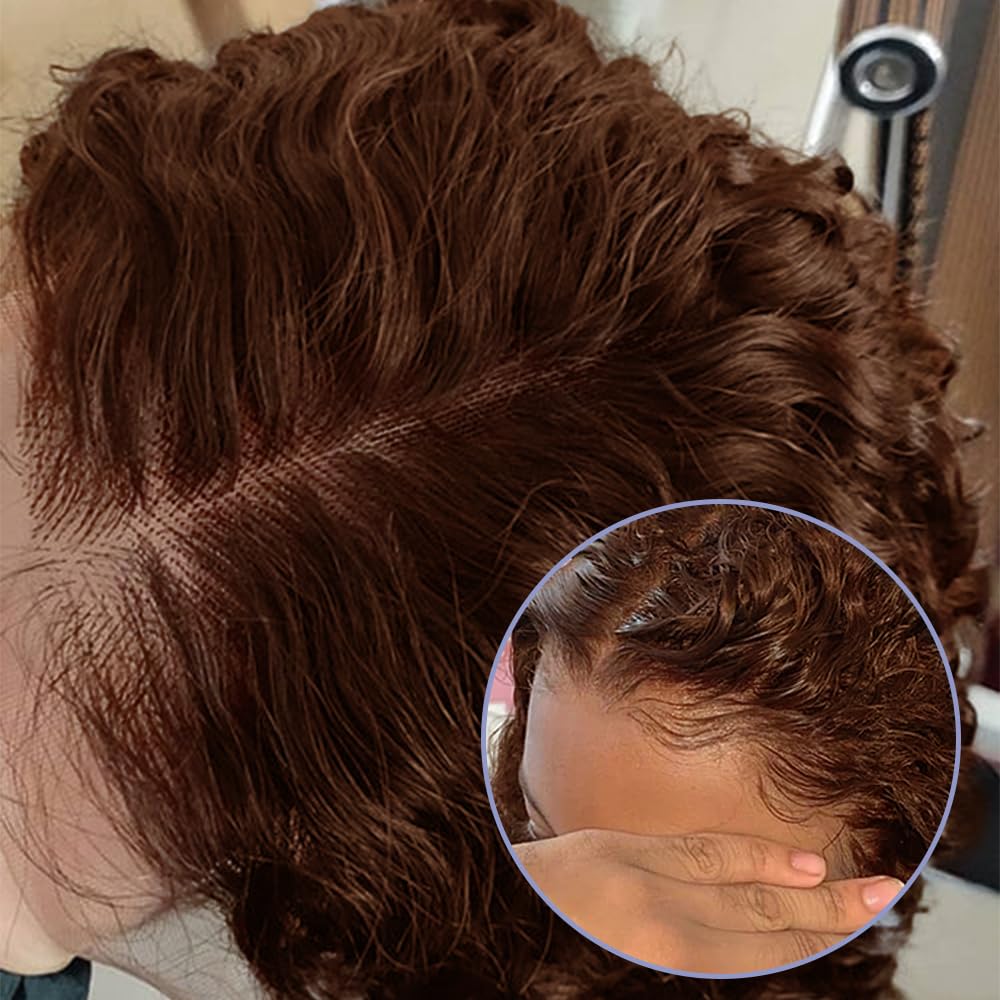 Chestnut Brown Wig Short Curly Wig Bob Wig 4x4/13x4/13x6 Lace Wig 180% Density