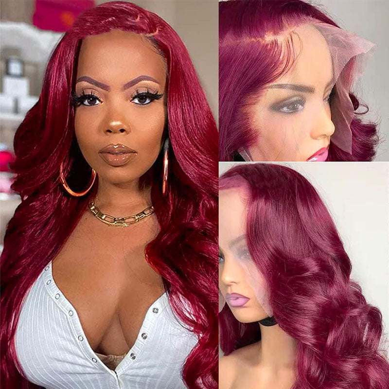 360 Full Lace Front Wigs #99J Burgundy Wig Body Wave Wig Frontal Human Hair Wig