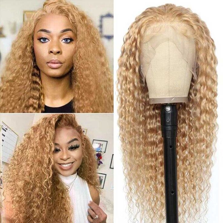 Honey Blonde Color 180% Density Wig Deep Wave Hair 4x4/13x4/13x6 Lace Front Human Hair Wigs With Baby Hair