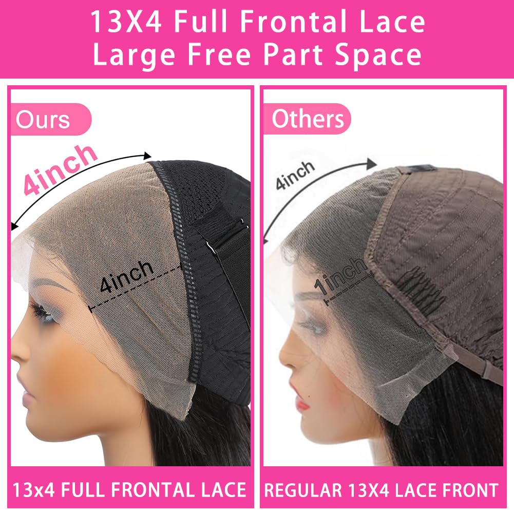 Ginger Orange Color 13x4 Transparent Lace Frontal Wigs Straight Human Hair With Baby Hair