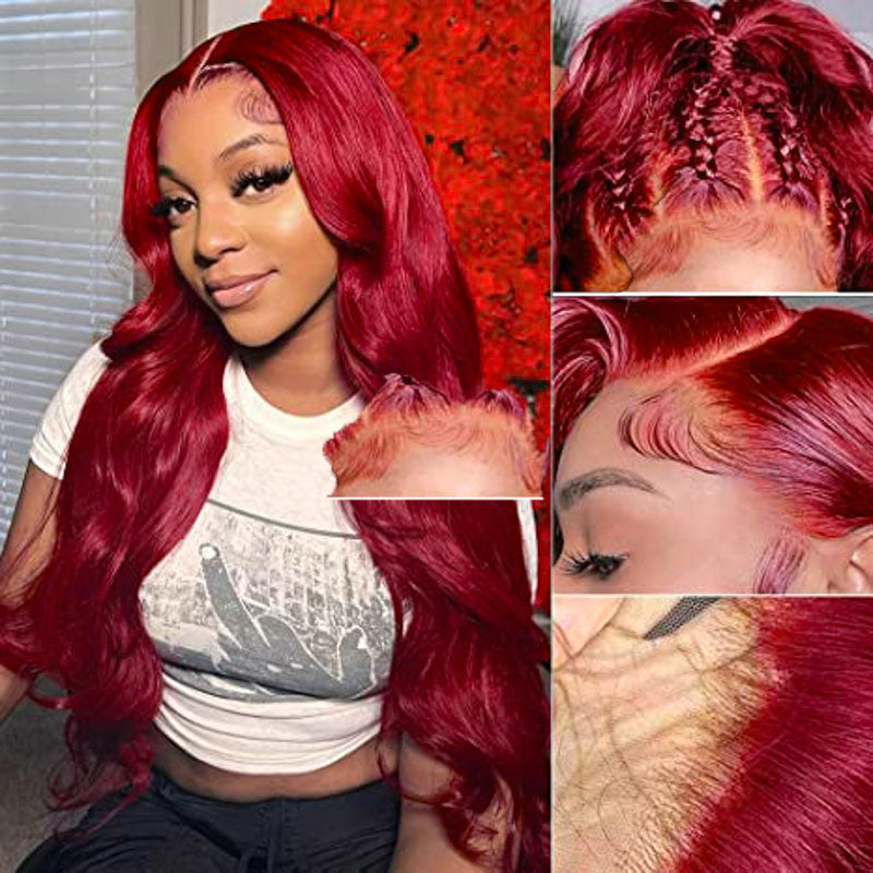 360 Full Lace Front Wigs #99J Burgundy Wig Body Wave Wig Frontal Human Hair Wig