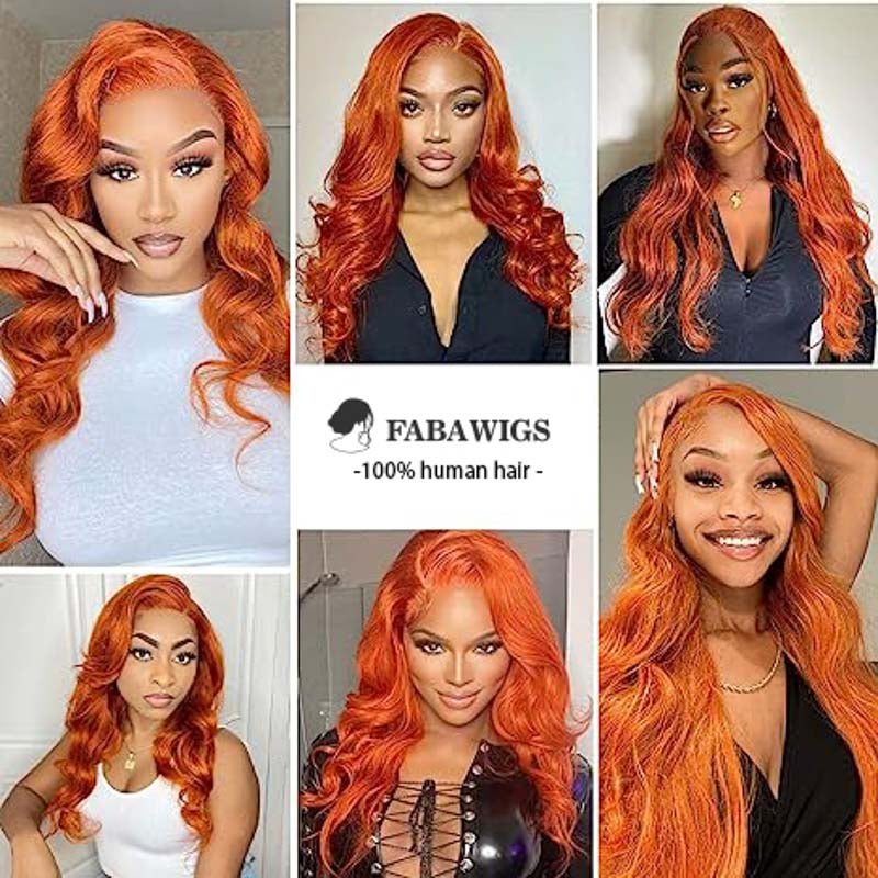 Glueless Wig Ginger Wig 13x4 Transparent HD Lace Front Wigs Body Wave Wig