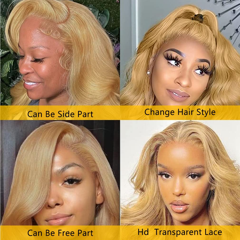 Pre-Cut Lace Wear Go Glueless Wig Honey Blonde Pure Color Body Wave Breathable