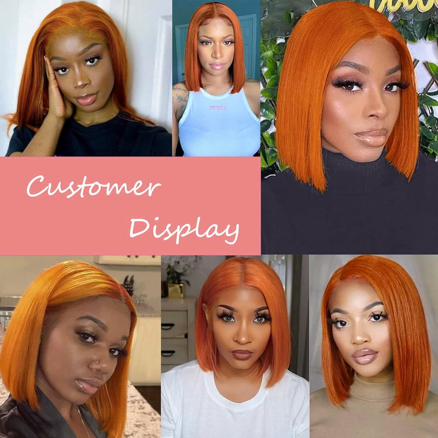 Glueless Wig Ginger Wig Short BoB Wig 13x4 Lace Front Wig Pre-plucked