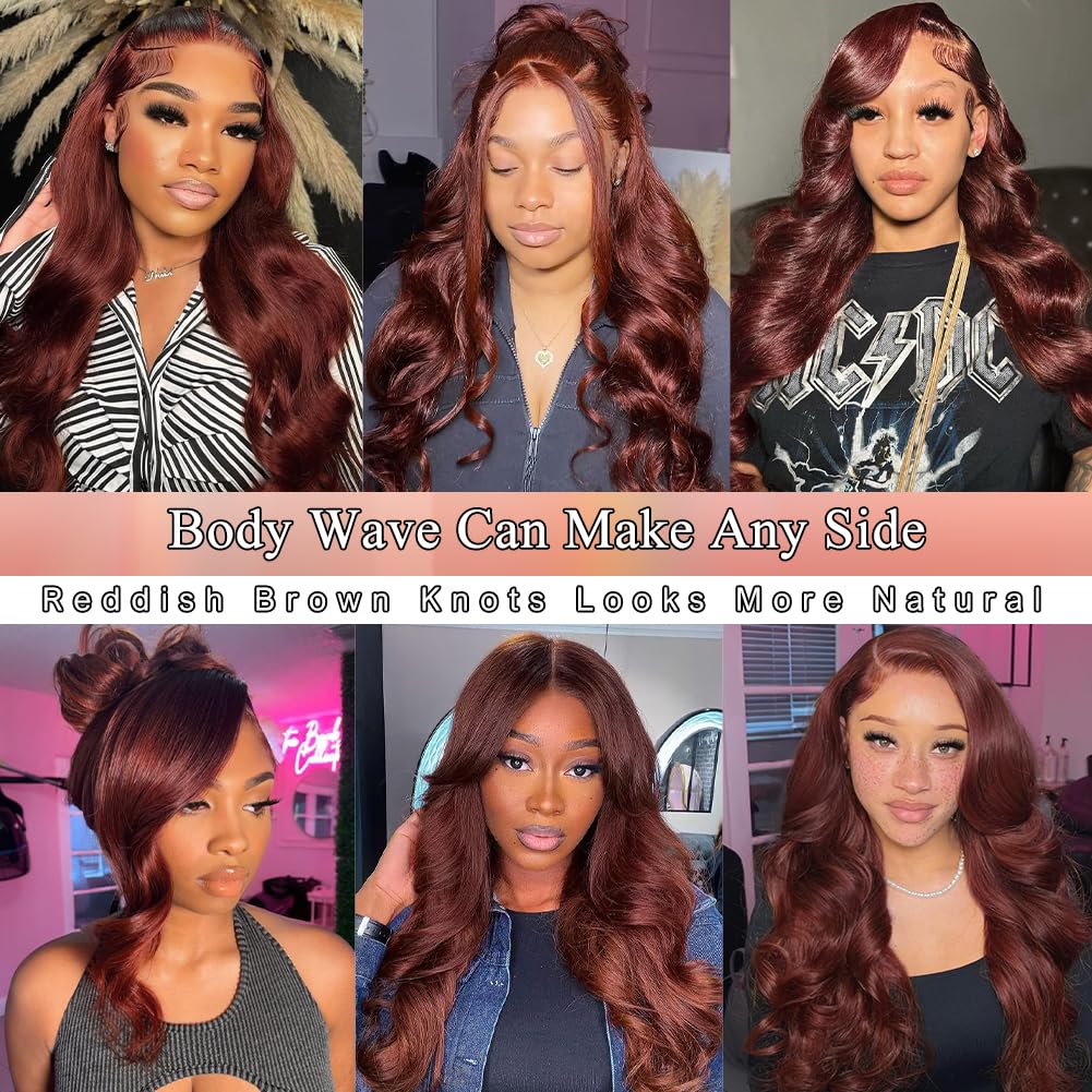 Pre-Cut Lace Wear Go Glueless Wig Reddish Brown Pure Color Body Wave Breathable