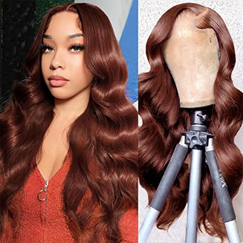 Body Wave Wig 150% Density Reddish Brown Wig 360 Lace Wigs Human Hair Wig