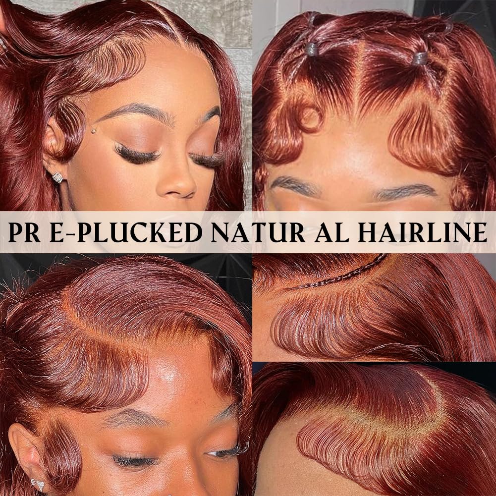 Pre-Cut Lace Wear Go Glueless Wig Reddish Brown Pure Color Body Wave Breathable