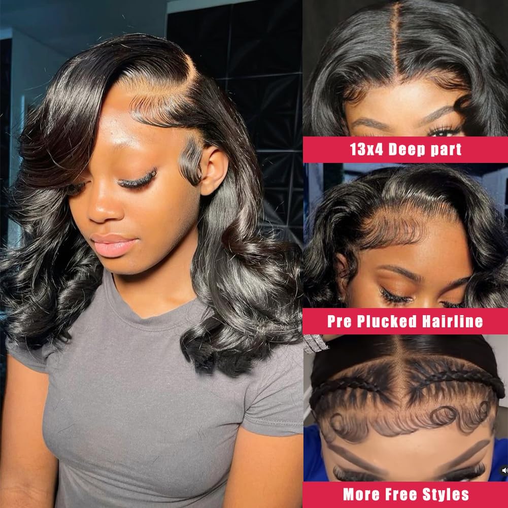 Short Glueless Body Wave Bob Wig 4x4/13x4 Lace Front Human Hair With Breathable Cap