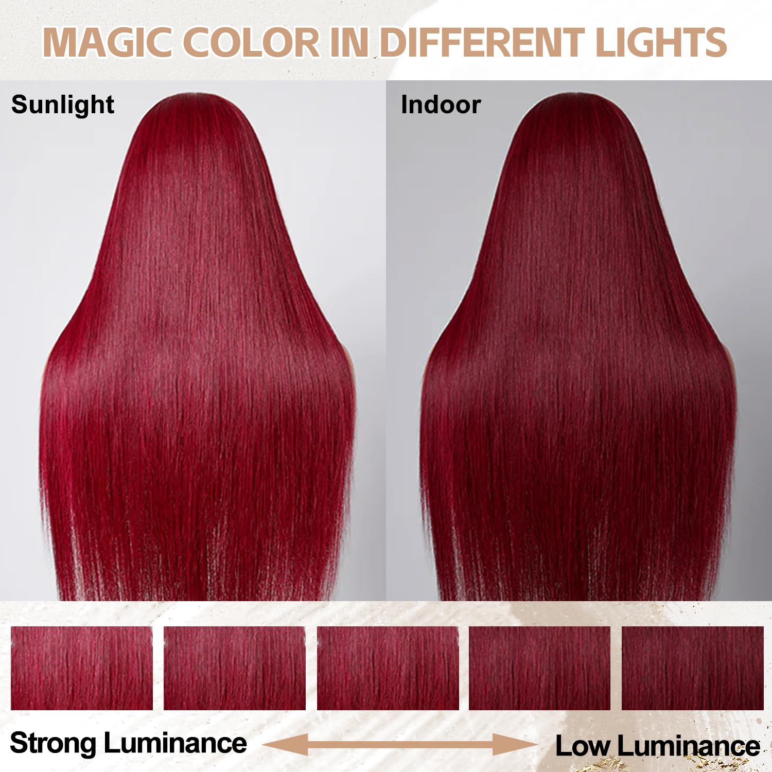 Pre-Cut Lace Wear Go Glueless Wig Burgundy Pure Color Straight Breathable