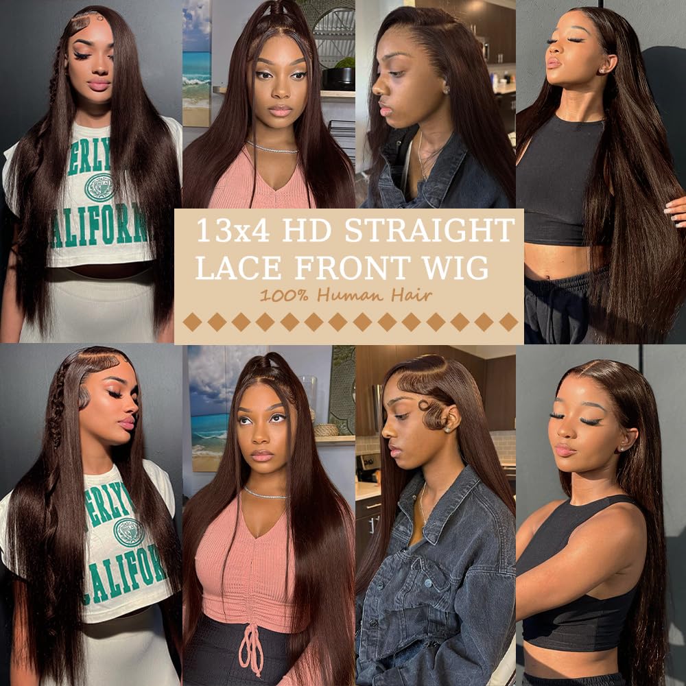 Pre-Cut Lace Wear Go Glueless Wig Dark Brown Pure Color Straight Breathable