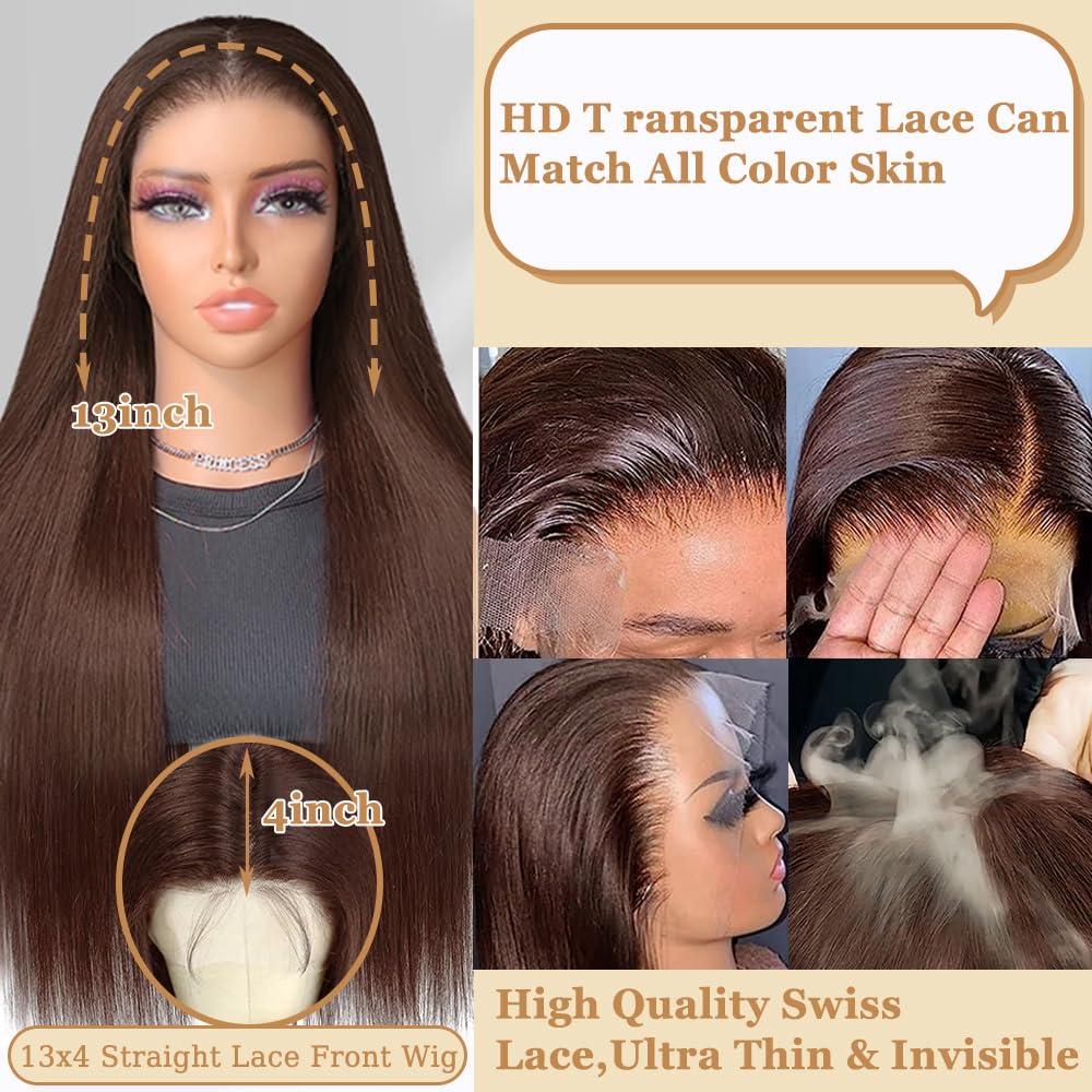 Pre-Cut Lace Wear Go Glueless Wig Dark Brown Pure Color Straight Breathable