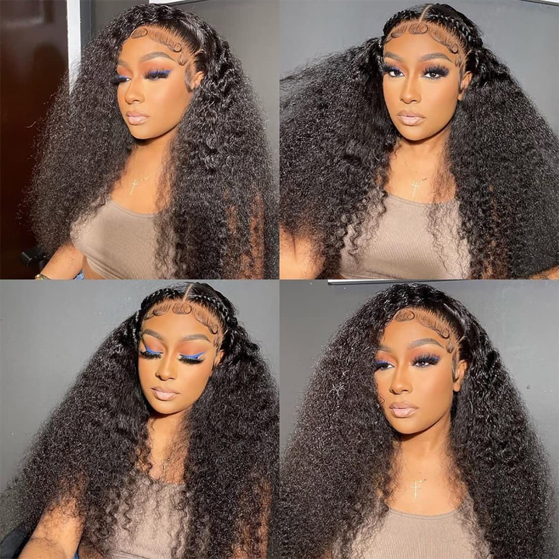 Jerry Curly Natural Black Wig Human Hair Wig Lace Front Wigs Pre-Cut Wigs 150% Density