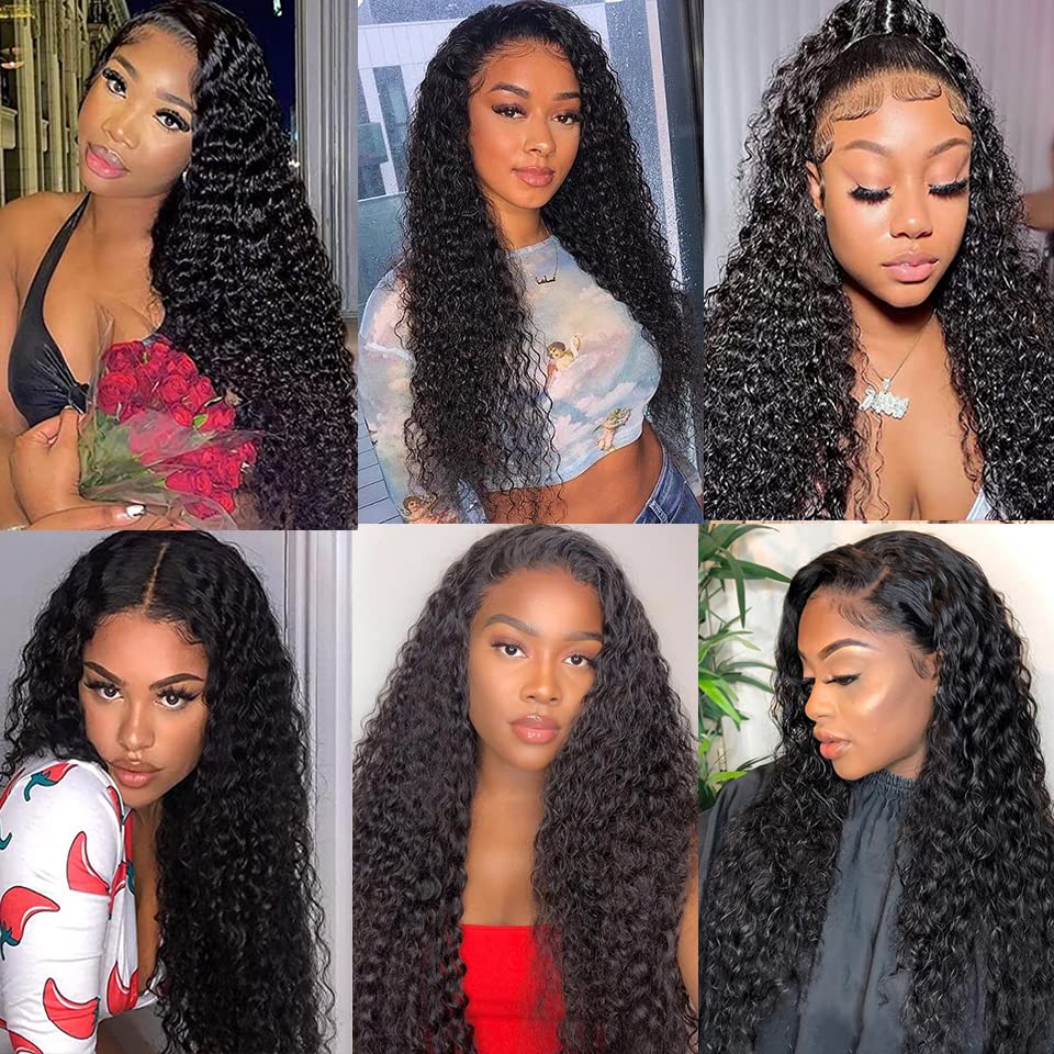 Jerry Curly Natural Black Wig Human Hair Wig Lace Front Wigs Pre-Cut Wigs 150% Density