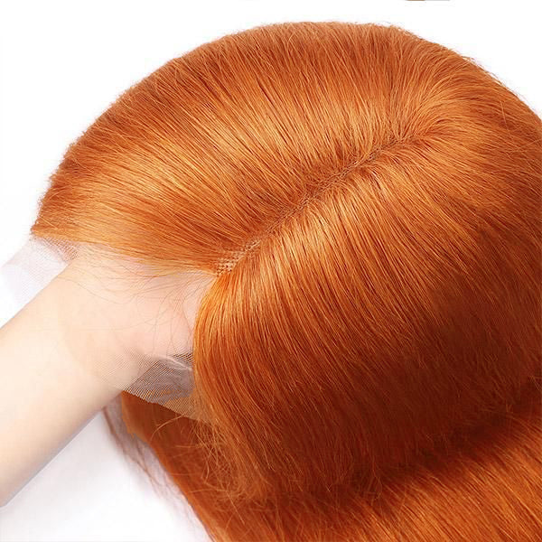 Glueless Wig Ginger Color Wig 13x4 Lace Body Wave Human Hair 180% Density Wig