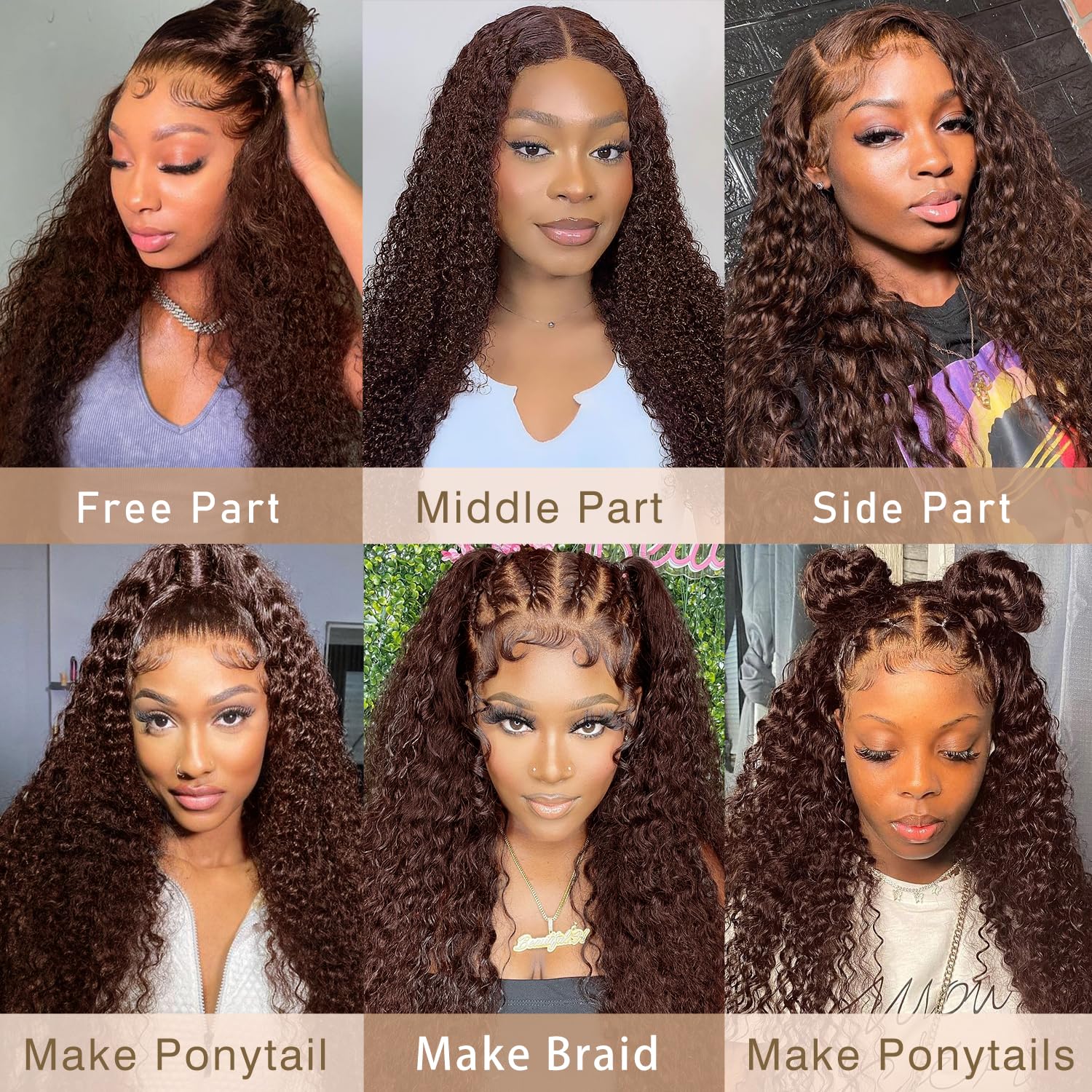 Pre-Cut Lace Wear Go Glueless Wig Dark Brown Pure Color Curly Breathable