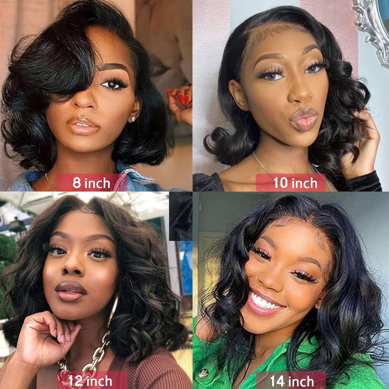 Short Glueless Body Wave Bob Wig 4x4/13x4 Lace Front Human Hair With Breathable Cap