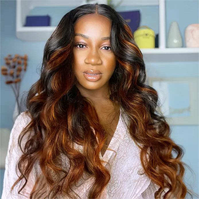 Piano 1B/Ginger Body Wave HD Lace Front Wigs 180% Density Human Hair
