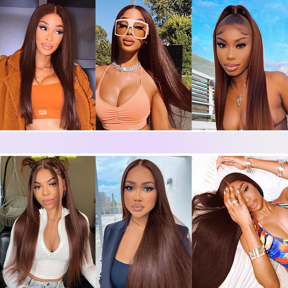 Pre-Cut Lace Wear Go Glueless Wig Dark Brown Pure Color Straight Breathable
