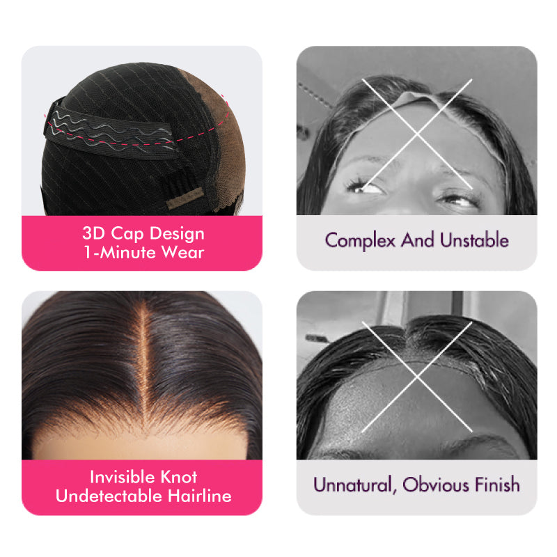 FABA Pre-Style Straight Wigs Part Max 9x6 Pre-Bleached Black Color Bye Bye Knots Glueless Wig Natural Hairline Wig