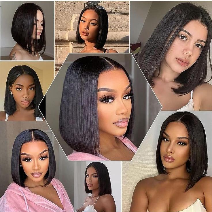 Wear & Go Glueless Wig Great Wigs Black Straight Bob 13x4 Lace Wigs With Breathable Cap