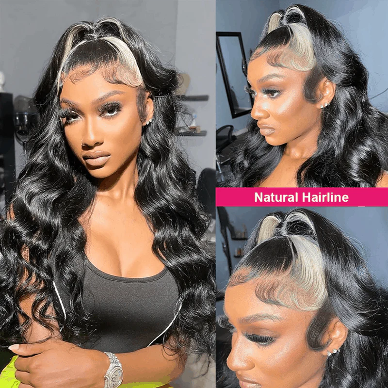 Q613/1B Blonde Piano Highlight Color Wigs 180% Density Body Wave Glueless Lace Front 360 Human Hair Wig