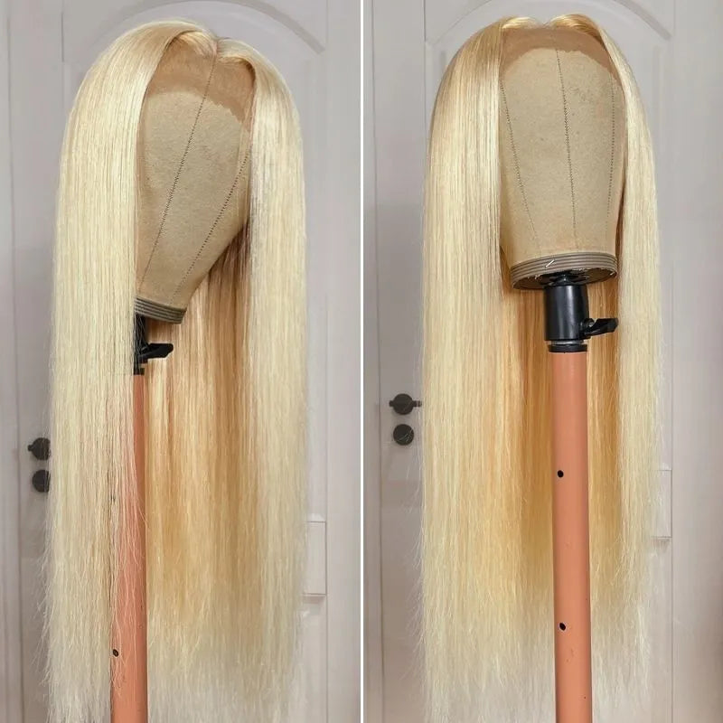 #613 Blonde Wig Color Straight Wig 150% Density Human Hair Wig 4*4/13*4/13*6 Lace Front Wig