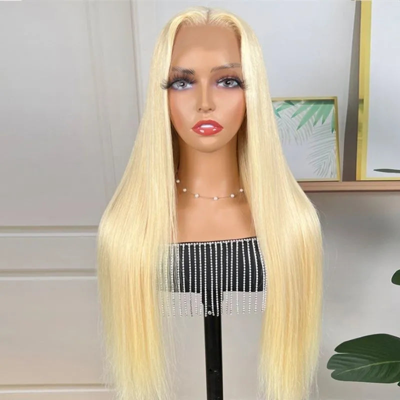 #613 Blonde Wig Color Straight Wig 150% Density Human Hair Wig 4*4/13*4/13*6 Lace Front Wig