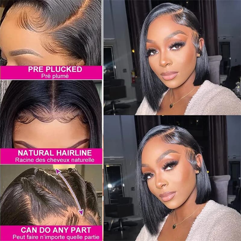 Bob Straight 4x4/13x4/13x6 HD Lace Front Wigs With Side Part Perfect For Any Face Shapes