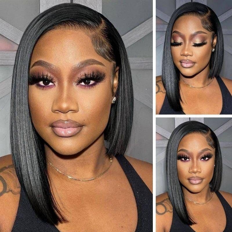 Natural Color Short Bob Wigs Glueless Wig 180% Density 4x4/13x4 Lace Wigs Pre Cut Transparent Lace Wigs