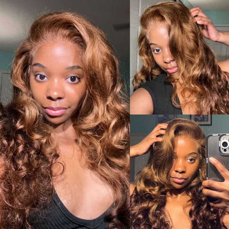 New H30/4 Brown Dark Color Body Wave Wig 180% Density Human Hair Wig