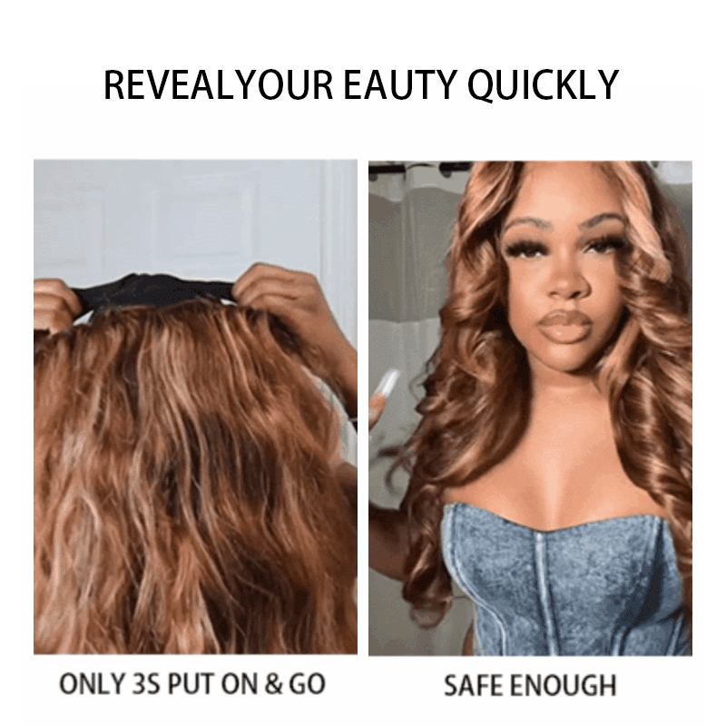 Honey Blonde Highlight Glueless Wig Body Wave 4x4 Closure Lace Front Wigs 100% Virgin Human Hair Wigs
