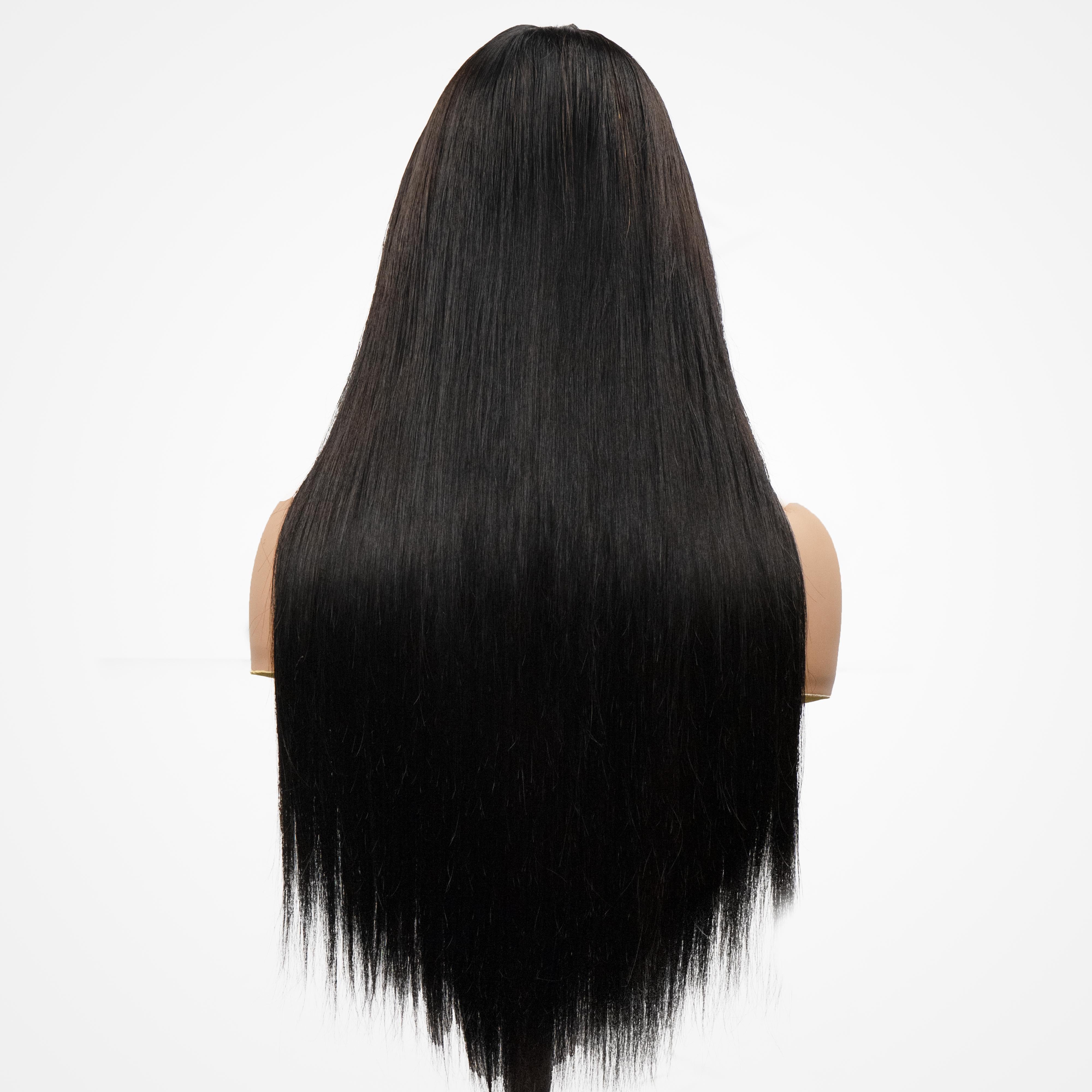 Glueless Wig Tiny Knot Transparent Lace 7x5 Lace Black Straight/ Brown Highlight Color Wig With Bleached Knots