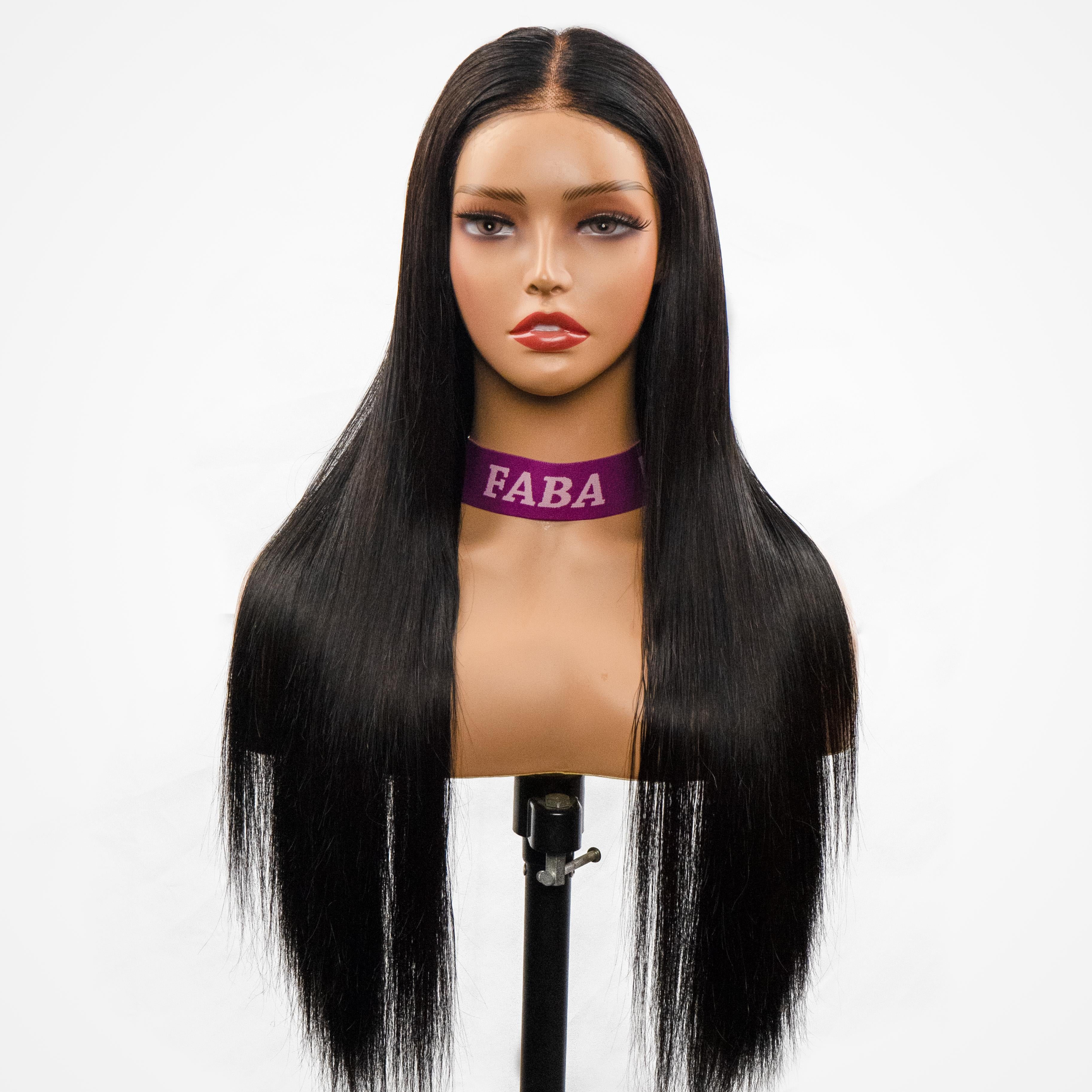 Glueless Wig Tiny Knot Transparent Lace 7x5 Lace Black Straight/ Brown Highlight Color Wig With Bleached Knots
