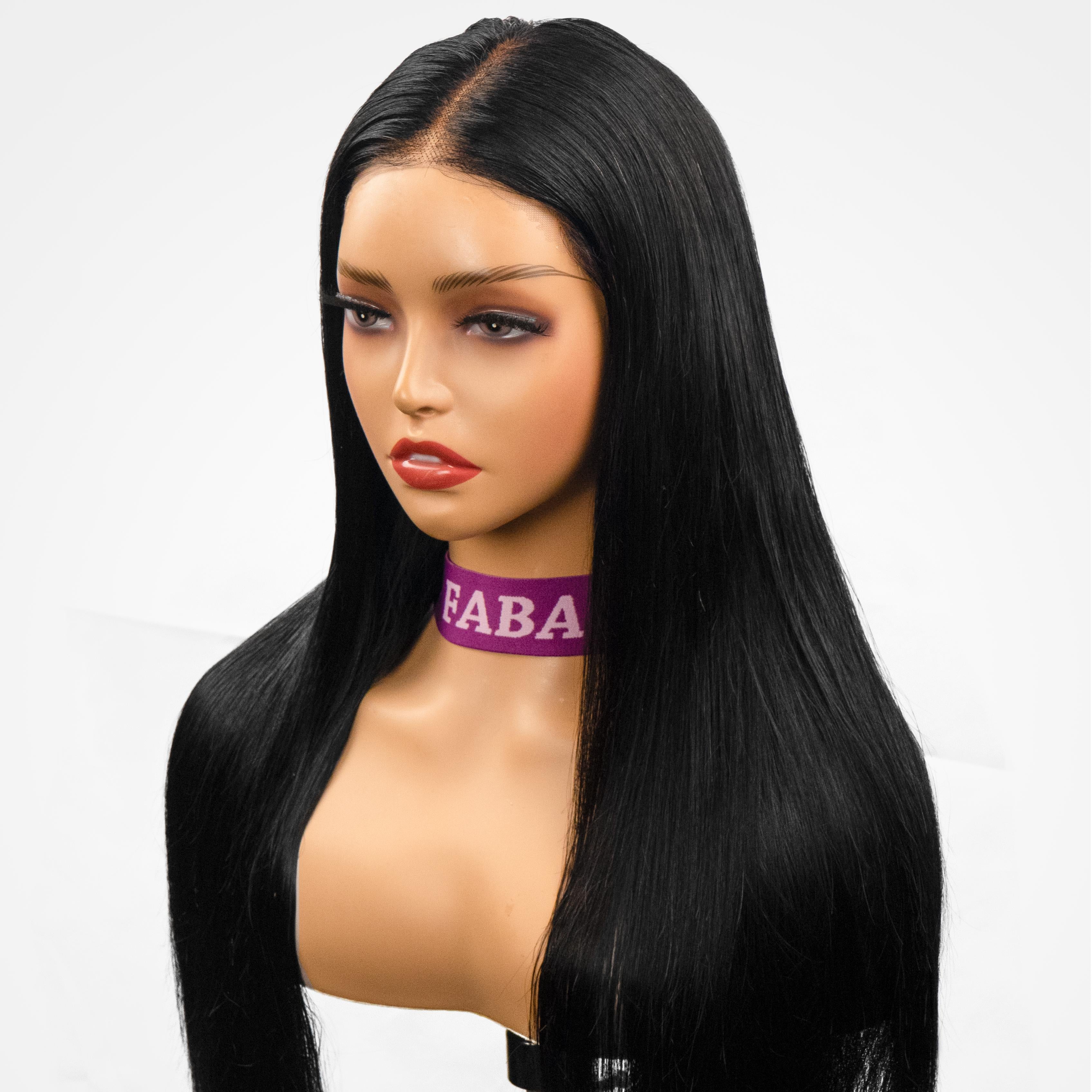 Glueless Wig Tiny Knot Transparent Lace 7x5 Lace Black Straight/ Brown Highlight Color Wig With Bleached Knots
