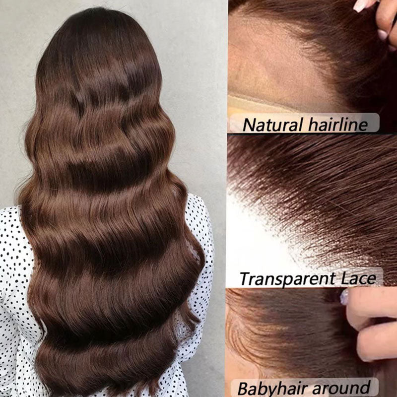 Brown Wig Body Wave 360 Transparent Lace Front Wigs 180% Density Wig