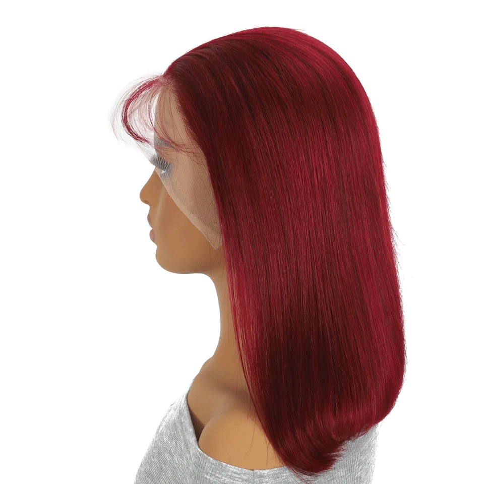 #99J Burgundy Wig Straight Wig Bob Wig 4x4/13x4/13x6 Lace Wig Human Hair Wig