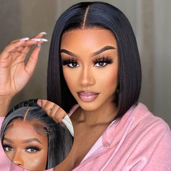 Wear & Go Glueless Wig Great Wigs Black Straight Bob 13x4 Lace Wigs With Breathable Cap