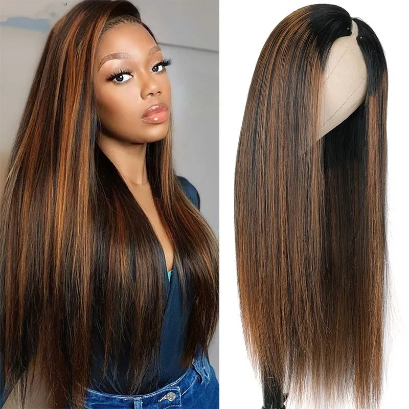 Highlights Straight Wig 360 Transparent Lace Front Wigs Human Hair Wig