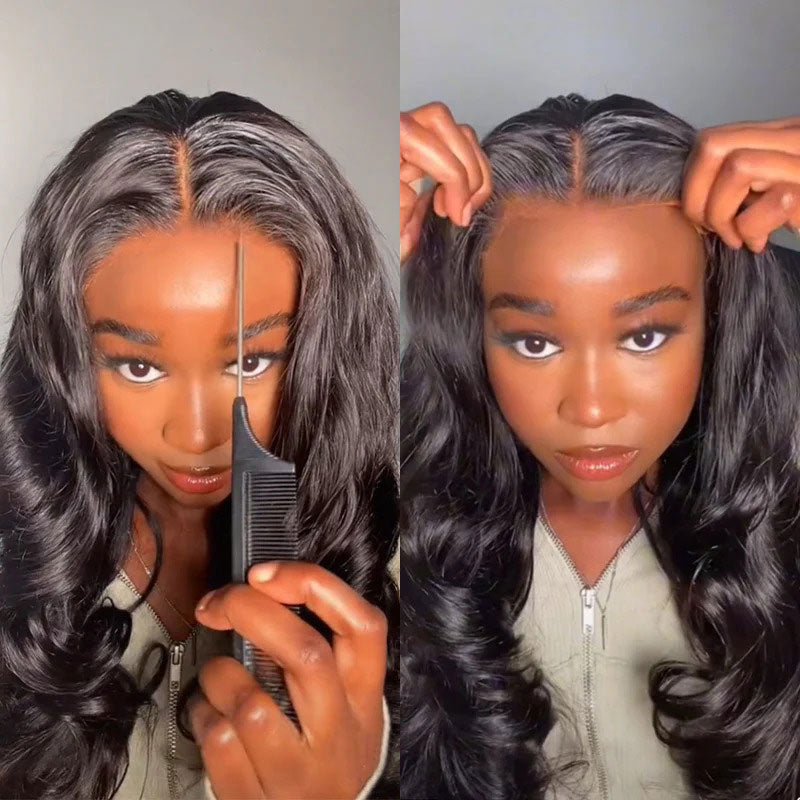 Natural Color Body Wave Pre-Cut Glueless Wig Lace Front Wigs Classic Style