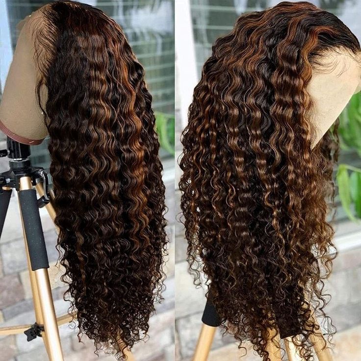 Wear Go Pre-Cut Lace Black With Copper Color Curly Breathable Cap Glueless Wig
