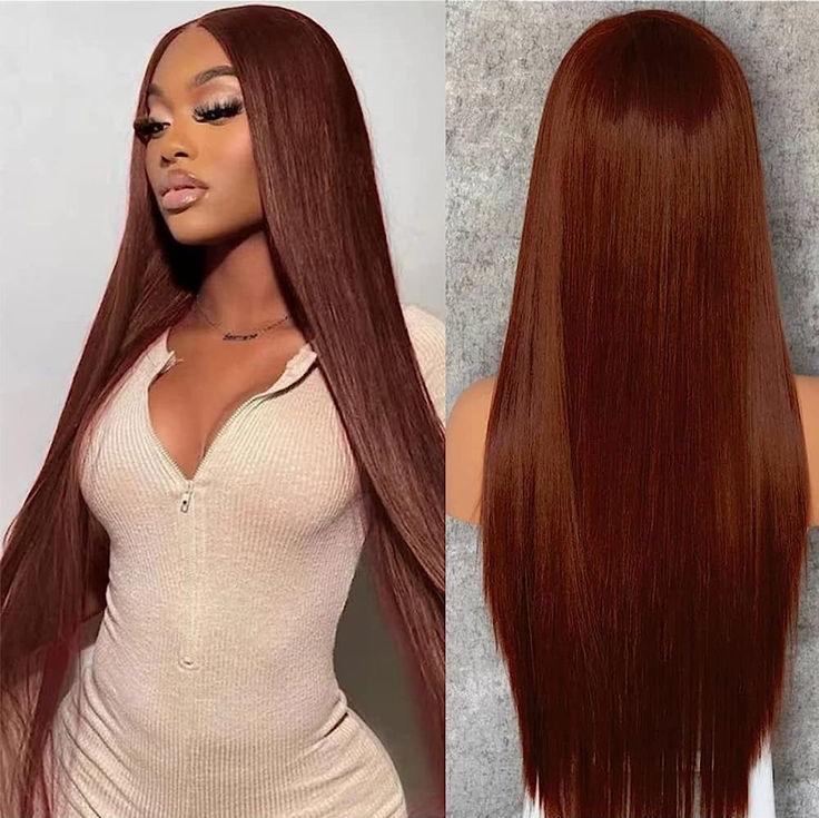 Glueless Wig Tiny Knot Transparent Lace 7x5 Lace Black Straight/ Brown Highlight Color Wig With Bleached Knots